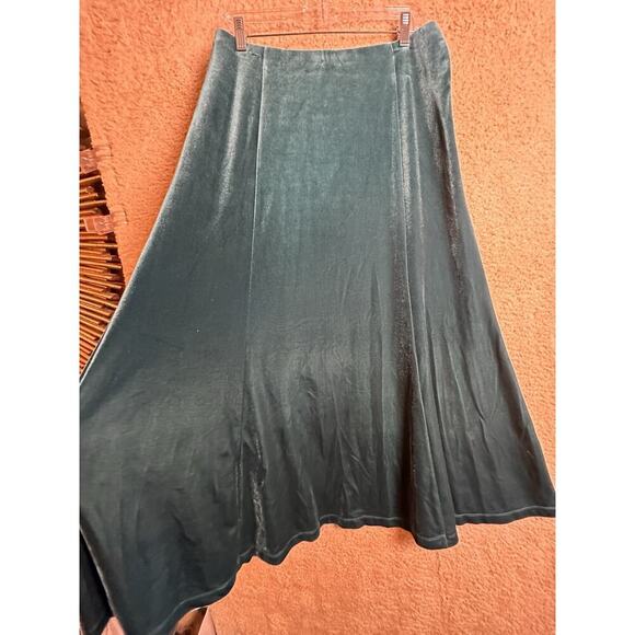 Vtg 90s Velvet Maxi Skirt Sz Medium Green Whimsigoth Fairy Grunge Long Full - Picture 7 of 11